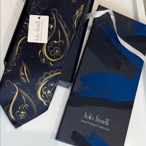 Italo Ferretti Black & Gold Men's Tie & Pocket Square